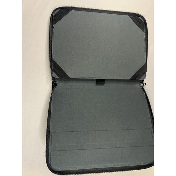 Black Faux Leather Tablet Case Stand 12” Diagonal Zip Around - Picture 1 of 10